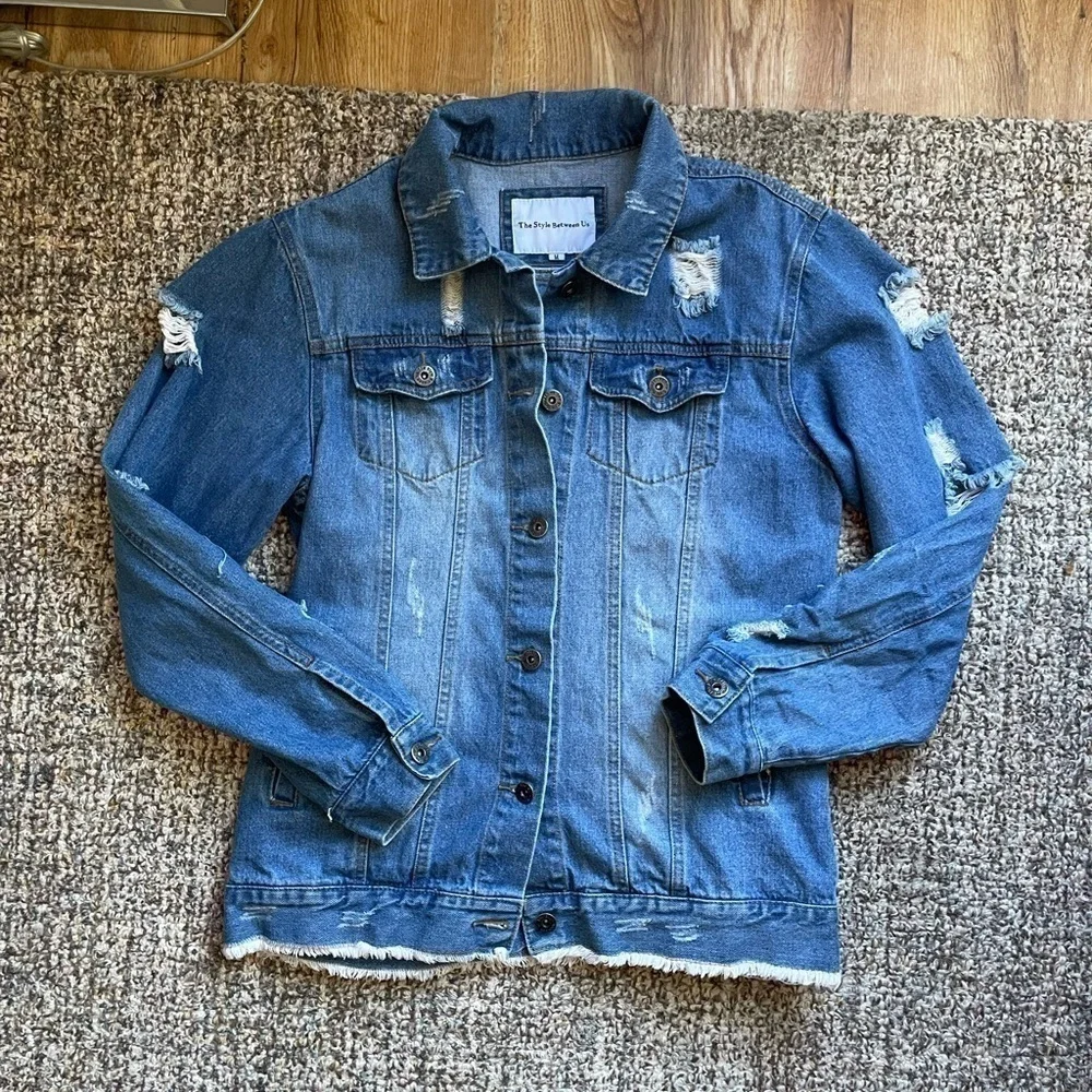 Distressed Denim Graffiti Jean Jacket Womens - Picture 4 of 10